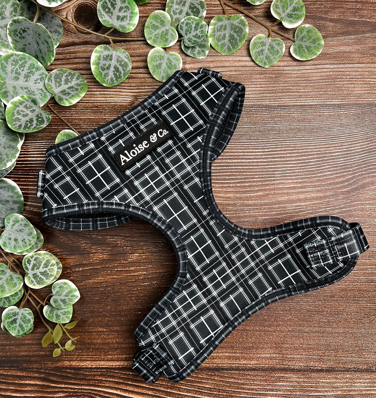 Adjustable Dog Harness - Black Tartan Classic