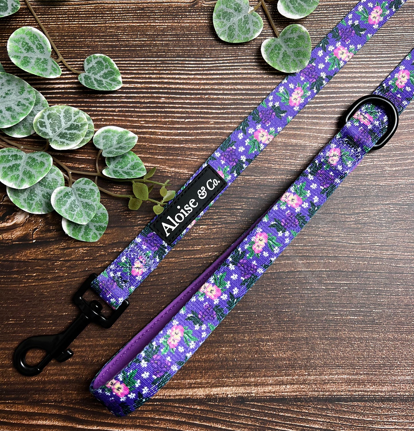 Dog Lead - Purple Pansie