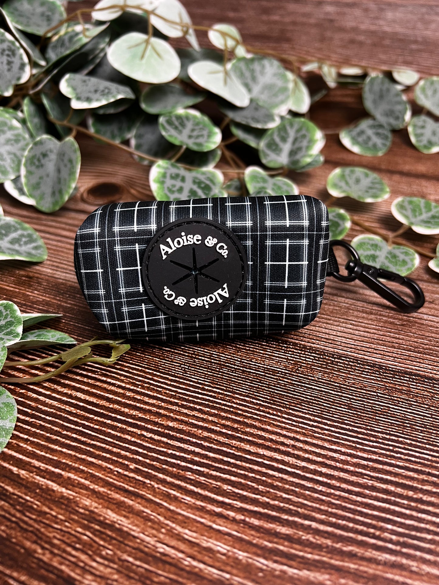 Poo bag Holder - Black Tartan