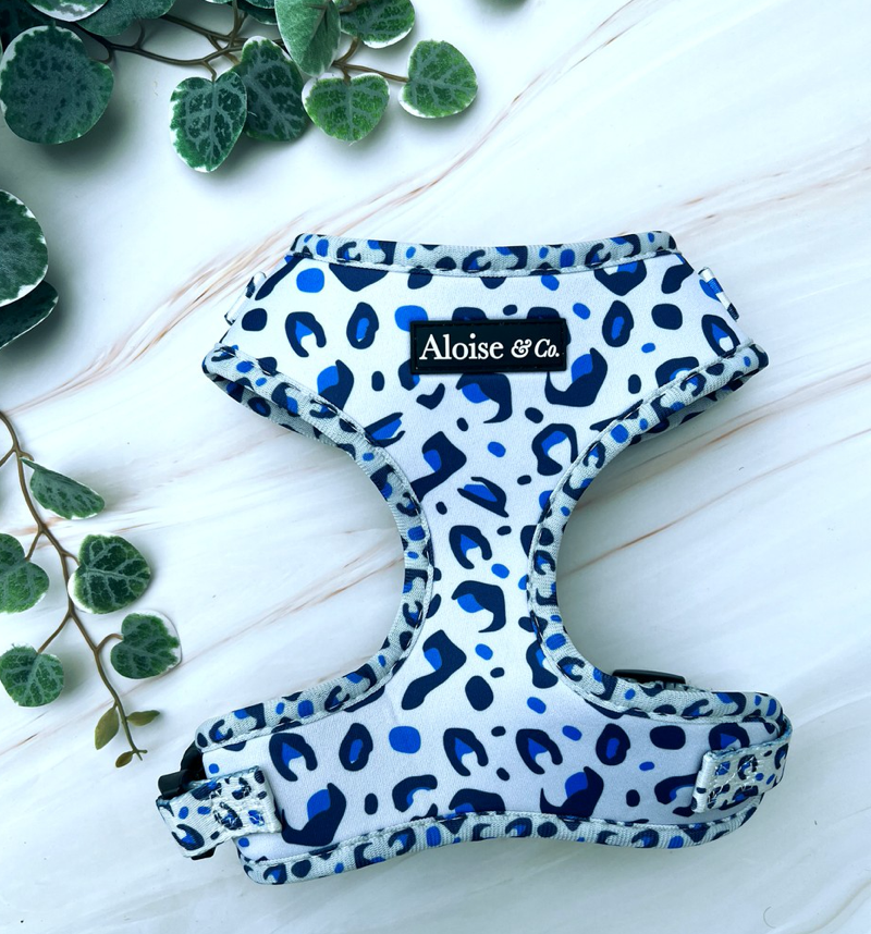 Adjustable Dog Harness - White Leopard