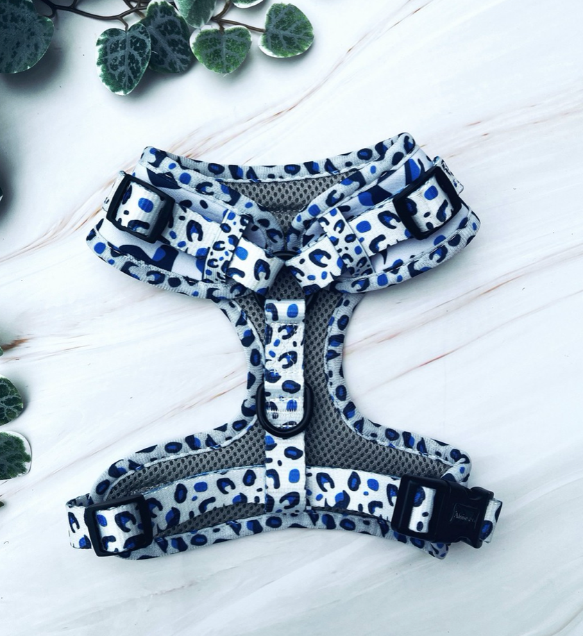 Adjustable Dog Harness - White Leopard