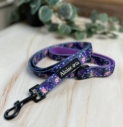 Dog Lead - Purple Pansie